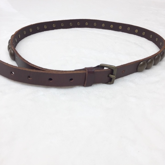 Gap Leather Belt Skinny with Stud Details Brown M - Picture 2 of 8